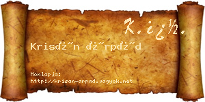 Krisán Árpád névjegykártya